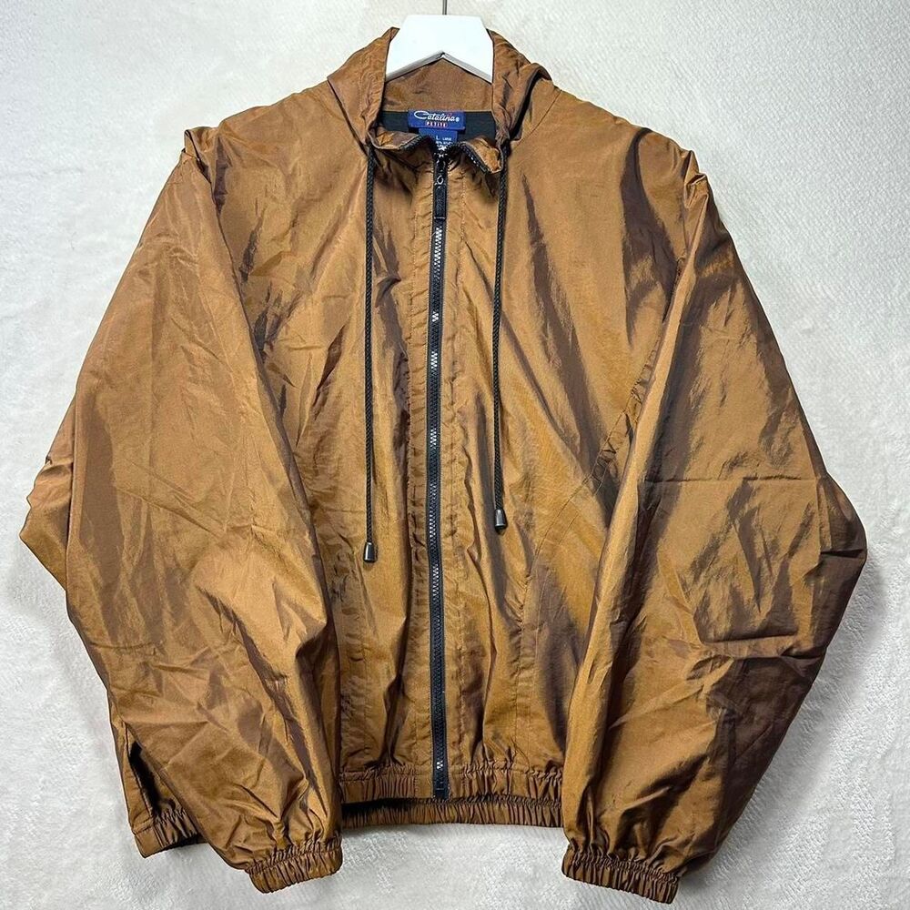 Vintage 80s 90s Nylon Windbreaker with a Gold Copper Colorshift